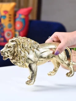 Golden Lion Decor Object - Regal Brilliance