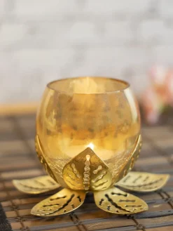 Golden Lotus Tea Light Holder