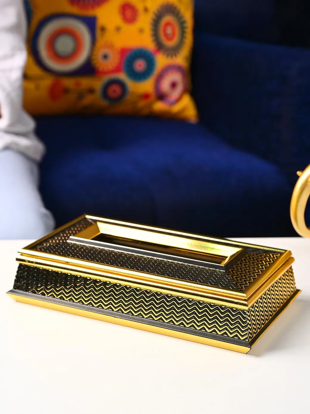 Golden Luxe Tissue Box - Rectangle Shape