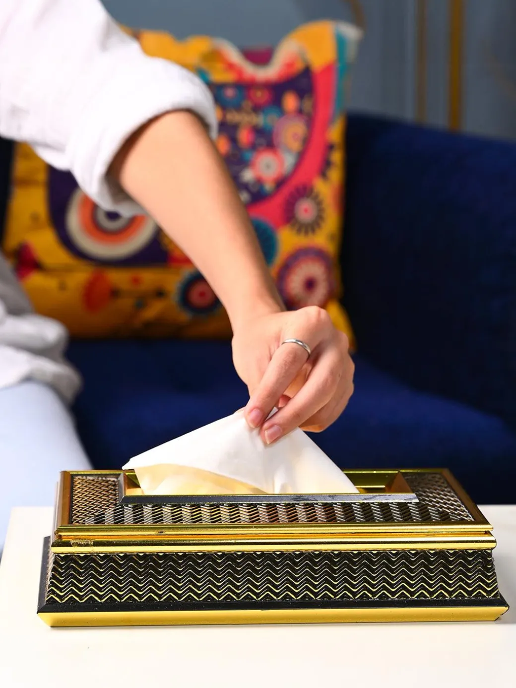 Golden Luxe Tissue Box - Rectangle Shape