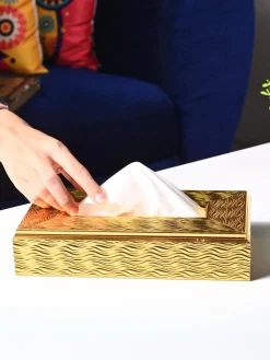 Golden Radiance Tissue Box - Rectangle Shape