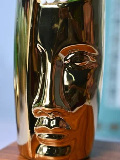 Golden Serenity - Face Design Artificial Plant with Pot