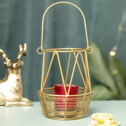 Golden Woven Wire T-Lite Holder
