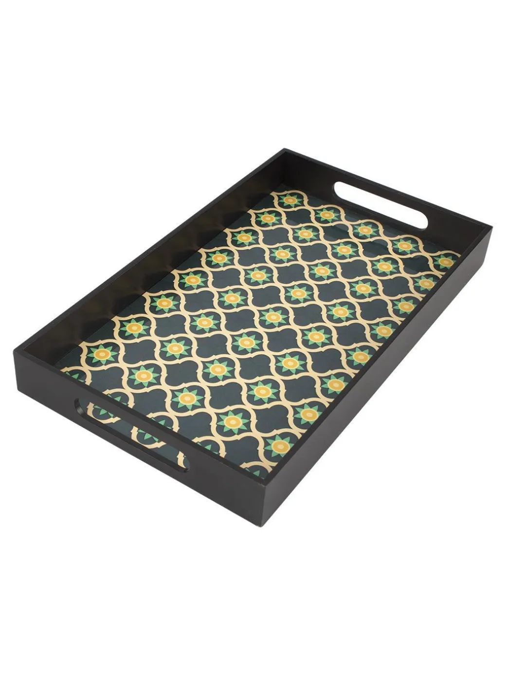Green & Black Rectangular Tray with handle - Market99