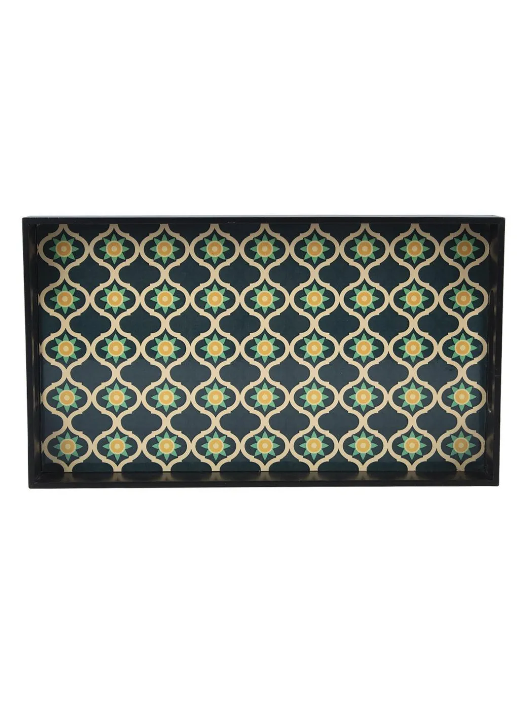 Green & Black Rectangular Tray with handle - Market99