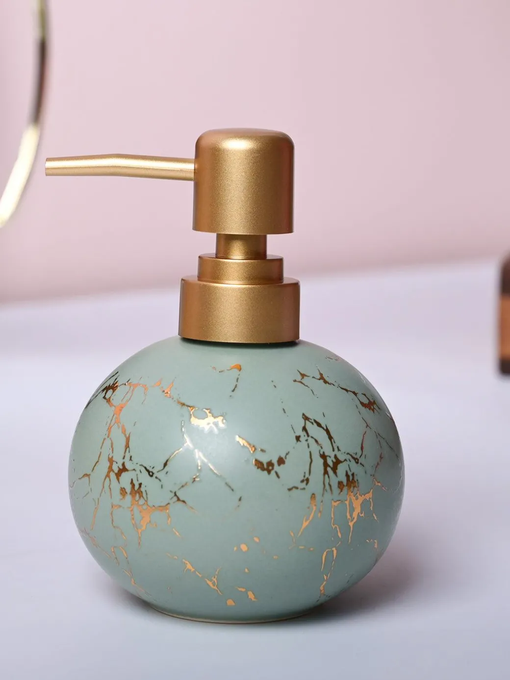 Green Ceramic Soap Dispenser