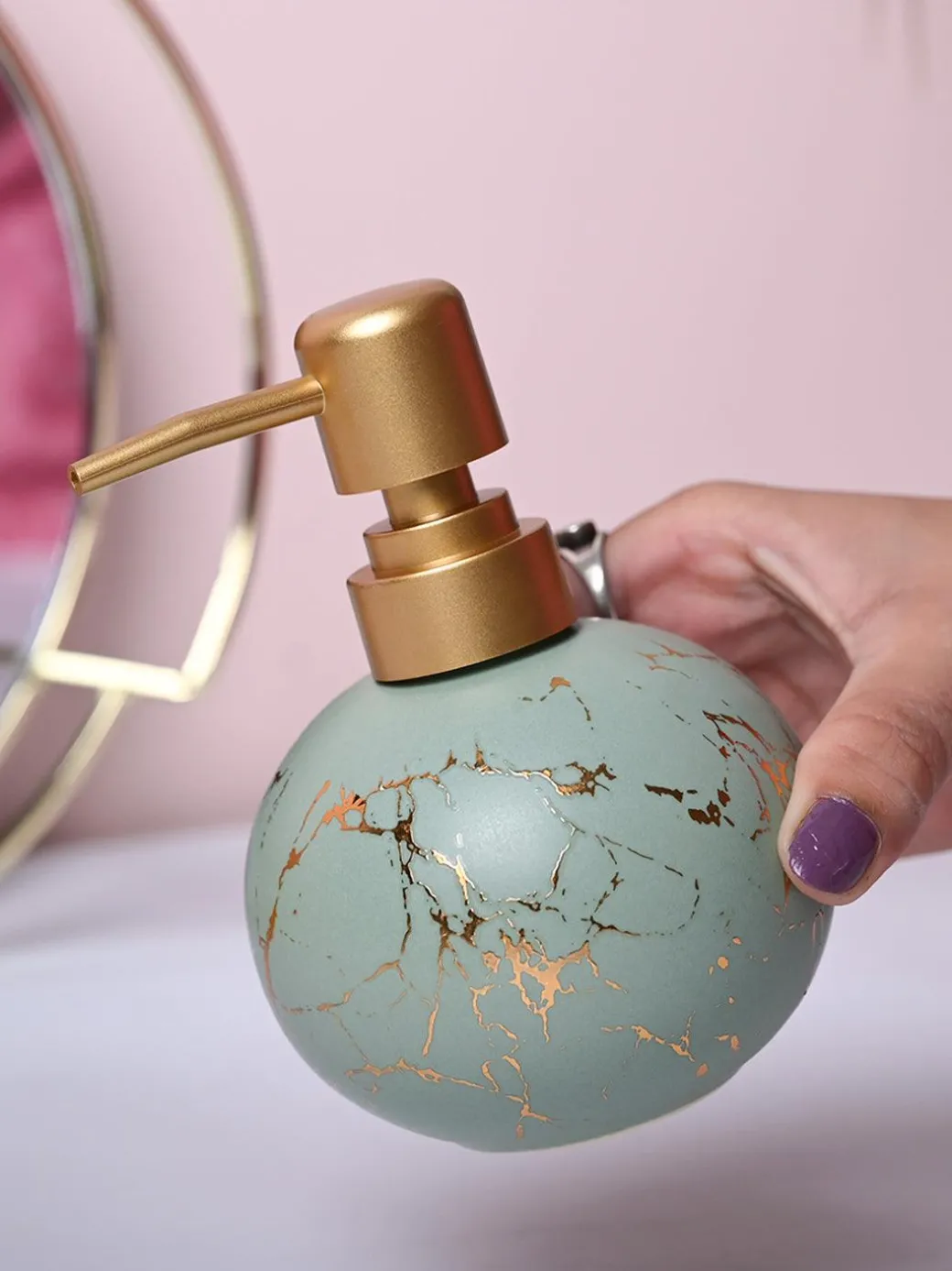 Green Ceramic Soap Dispenser
