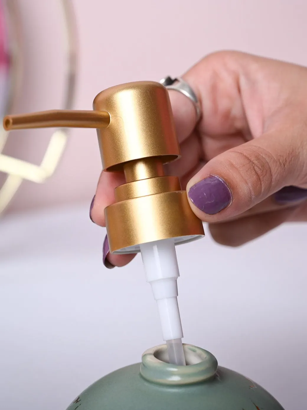 Green Ceramic Soap Dispenser