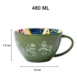 Green Floral 480ml Cup