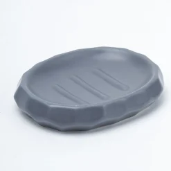 Grey Ceramic Bathroom Set Of 4 - Hexagonal Pattern, Bath Accessories