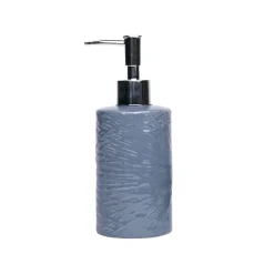 Grey Ceramic Bathroom Set Of 4 - Geometric Pattern, Matte