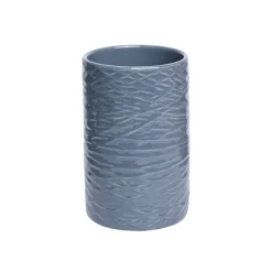 Grey Ceramic Bathroom Set Of 4 - Geometric Pattern, Matte
