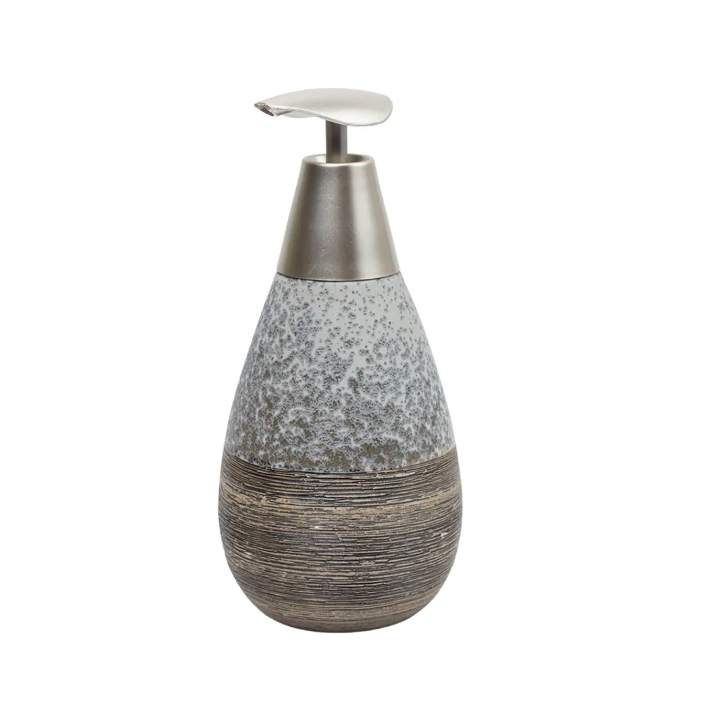 Grey Ceramic Pear Shaped Bathroom Set - Matte, Stone Finish