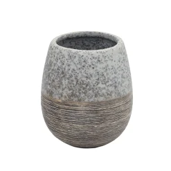 Grey Ceramic Pear Shaped Bathroom Set - Matte, Stone Finish