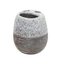 Grey Ceramic Pear Shaped Bathroom Set - Matte, Stone Finish