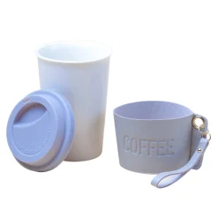 Grey Ceramic Sipper - Leather Grip, 350 Ml