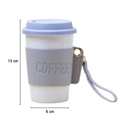 Grey Ceramic Sipper - Leather Grip, 350 Ml