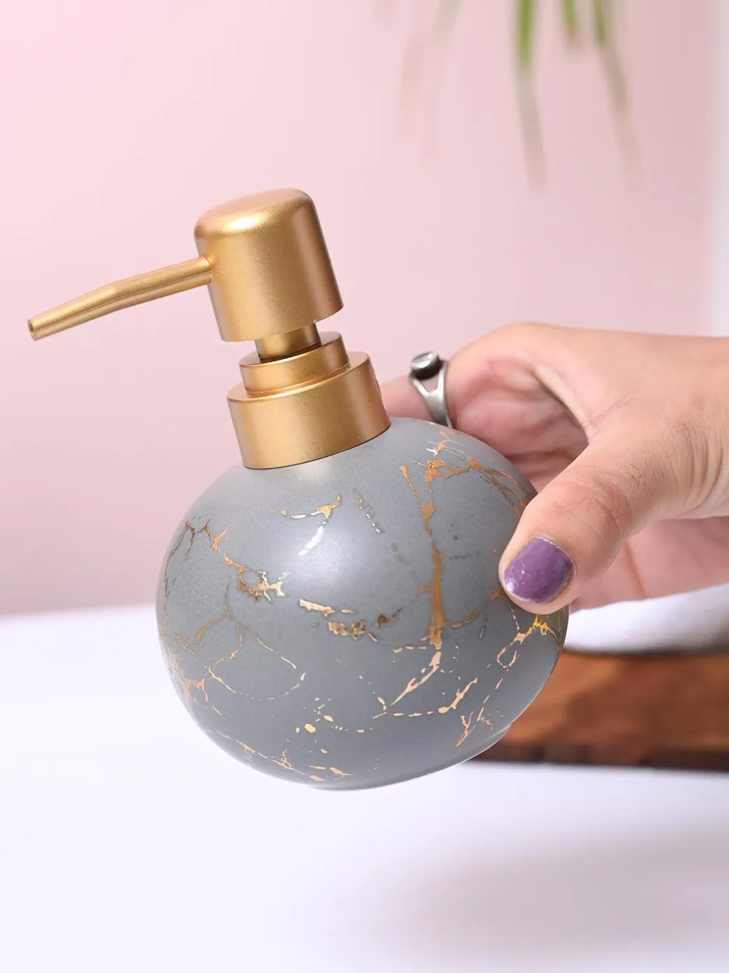 Grey Ceramic Soap Dispenser