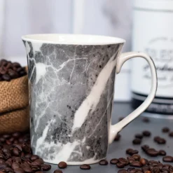 Grey Coffee Mug - 380 Ml, Marble Finish