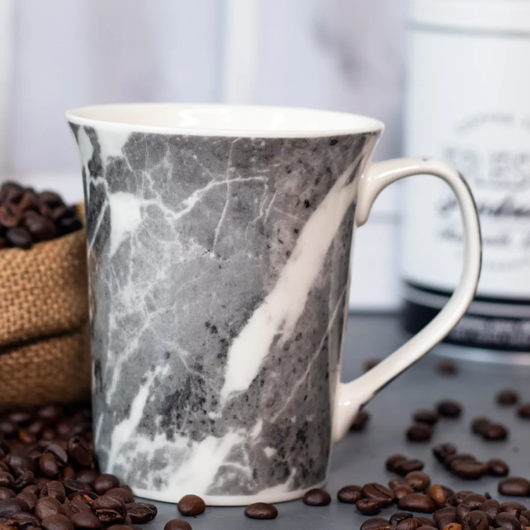 Grey Coffee Mug - 380 Ml, Marble Finish