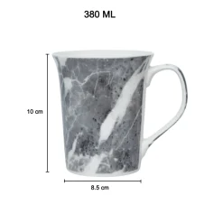 Grey Coffee Mug - 380 Ml, Marble Finish