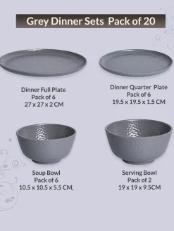 Grey Dinner Sets - 20 Pcs