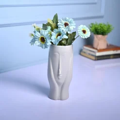 Grey Face Design Ceramic Vase