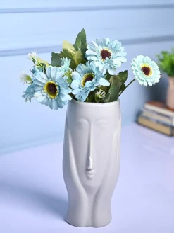 Grey Face Design Ceramic Vase