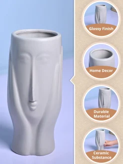 Grey Glossy Ceramic Vase - Contemporary Sophistication