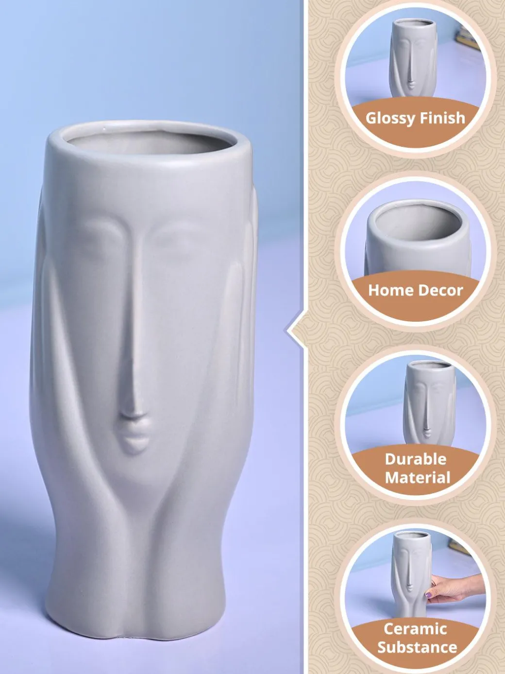 Grey Glossy Ceramic Vase - Contemporary Sophistication