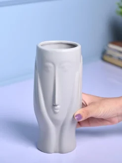 Grey Glossy Ceramic Vase - Contemporary Sophistication