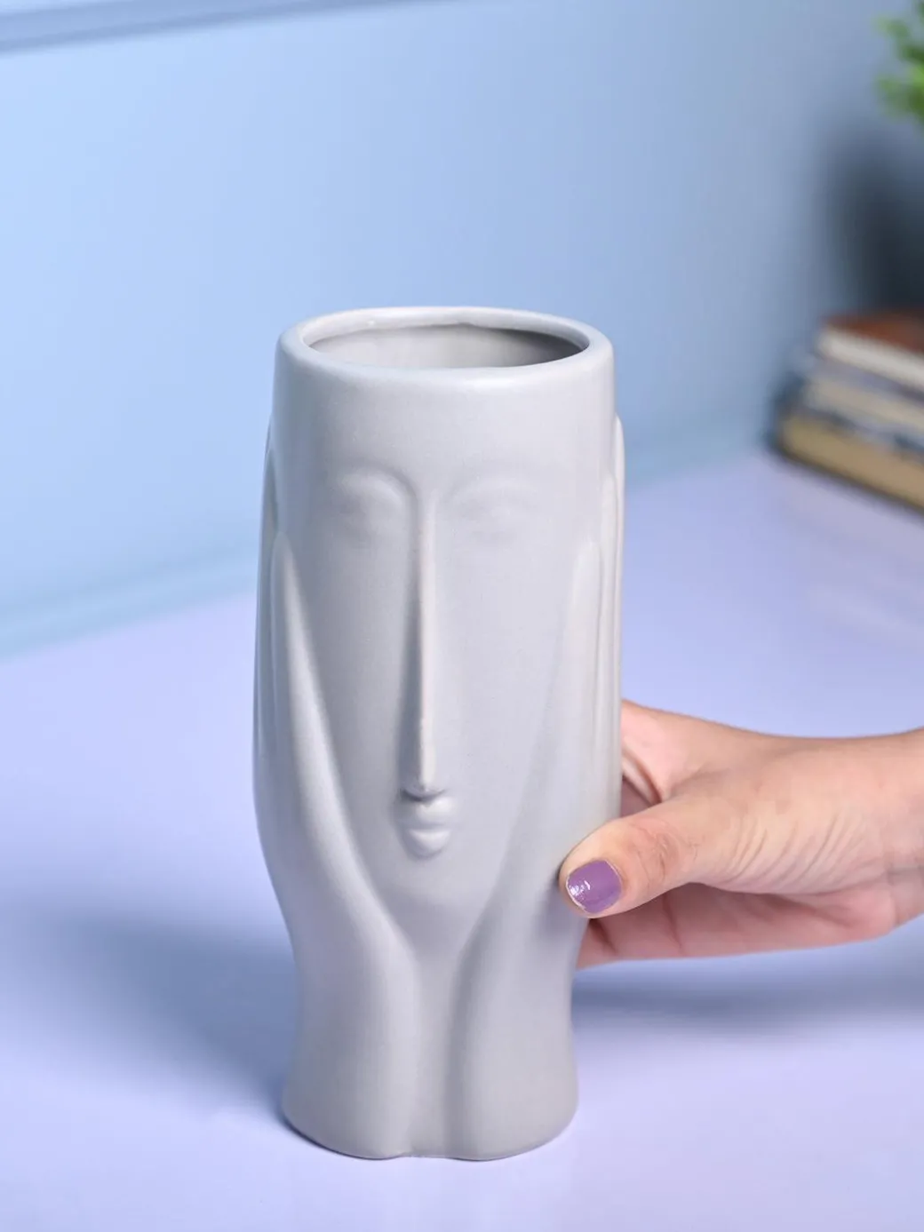 Grey Glossy Ceramic Vase - Contemporary Sophistication