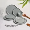 Grey Hammered Melamine Dinner Set – 12 Pcs