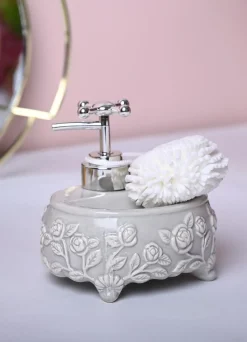 Grey Kitchen Dispenser Set with Scrubber - Oval Shape