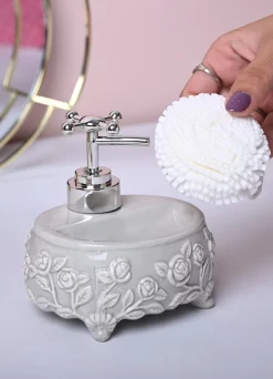 Grey Kitchen Dispenser Set with Scrubber - Oval Shape