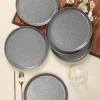 Grey Melamine Round Quarter Plate – Set of 6