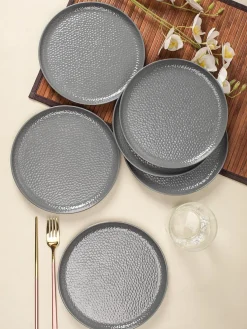 Grey Melamine Round Quarter Plate – Set of 6