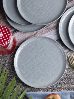 Grey Melamine Round Quarter Plate – Set of 6