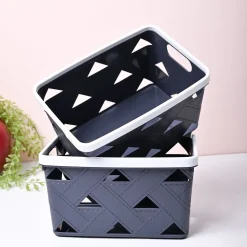 Grey Rectangle Baskets (Set of 2)