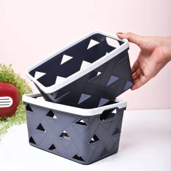 Grey Rectangle Baskets (Set of 2)