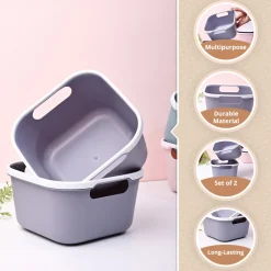 Grey Square Baskets (Set of 2)