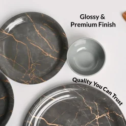 Grey Static Melamine Dinner Set – 12 Pcs