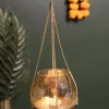 Hanging Gold Glass Flower Candle Holder