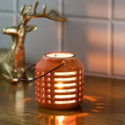 Hanging Tealight Candle Holder - Orange