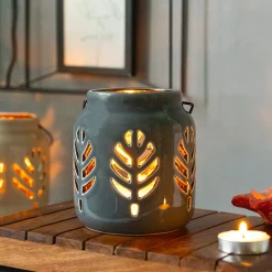 Hanging Tealight Holder - Ceramic & Black