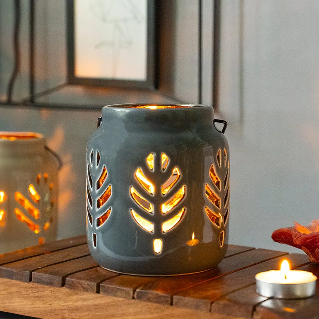 Hanging Tealight Holder - Ceramic & Black