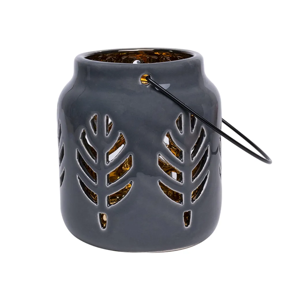 Hanging Tealight Holder - Ceramic & Black