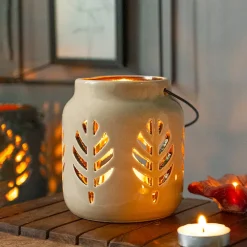 Hanging Tealight Holder - Ceramic & Brown