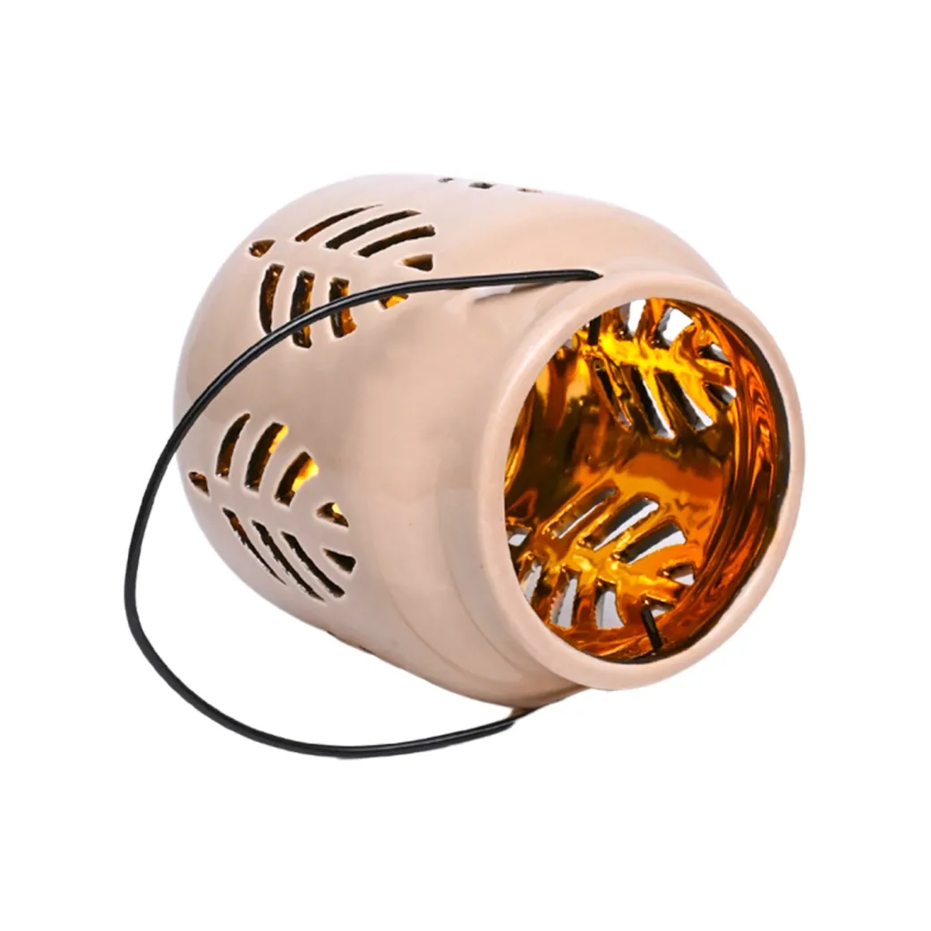 Hanging Tealight Holder - Ceramic & Brown
