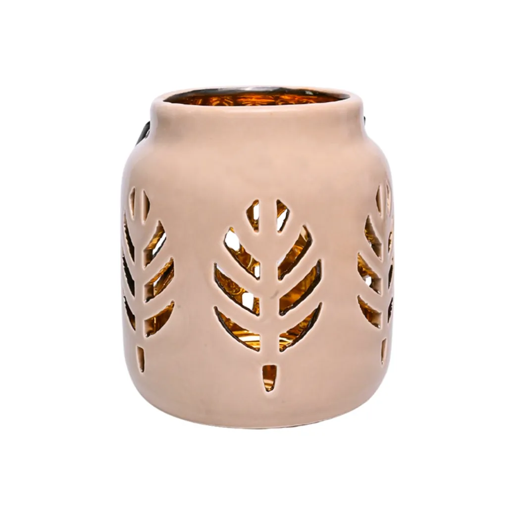 Hanging Tealight Holder - Ceramic & Brown